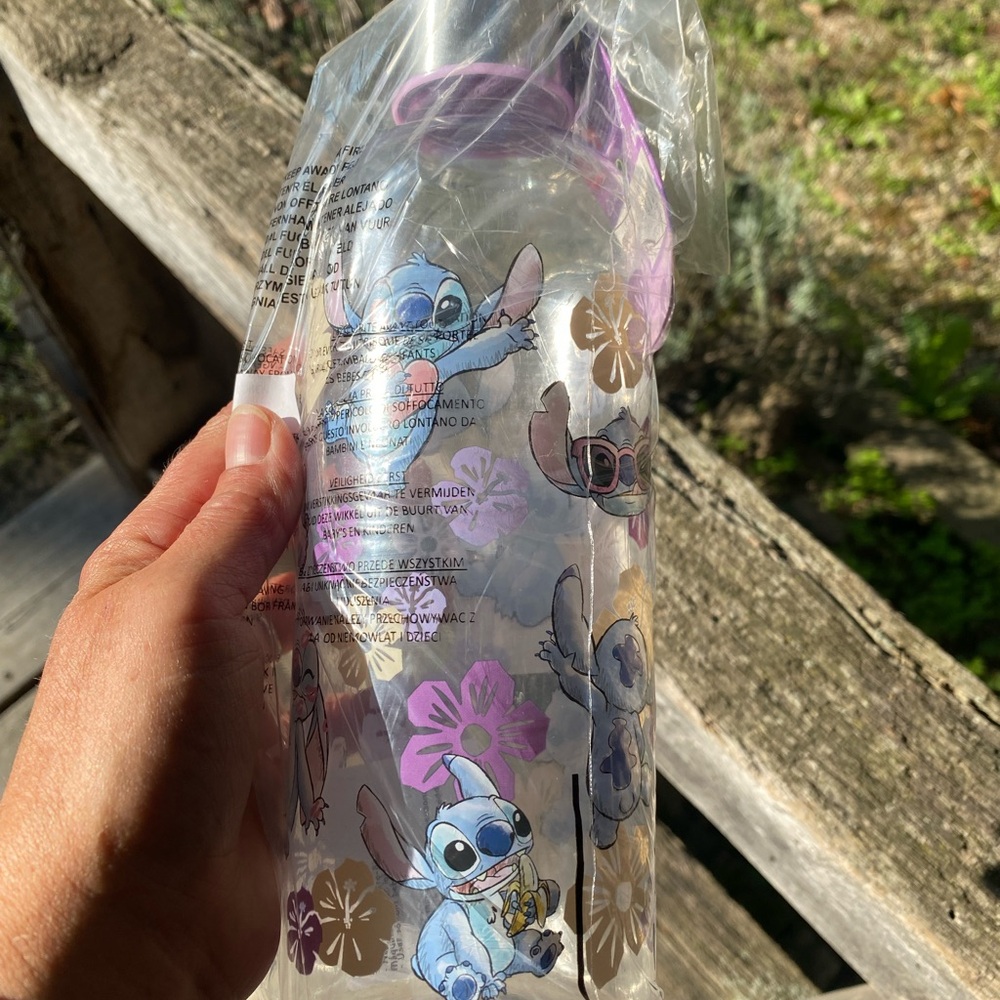 Stitch Water Bottle with Purple Cap